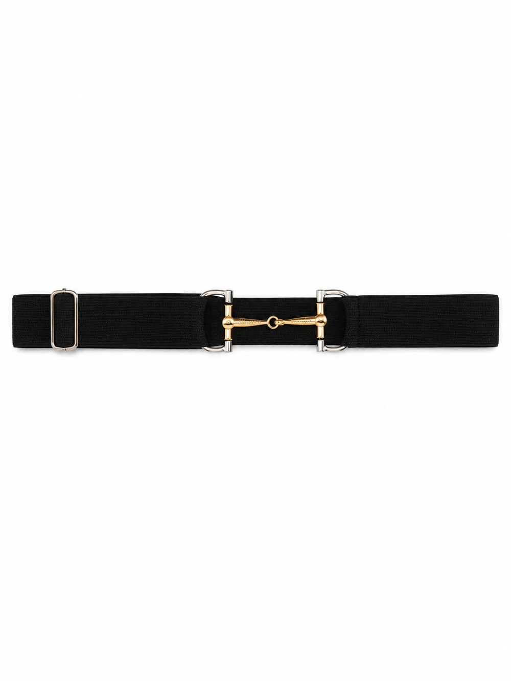 Free Ride Equestrian Black Sparkle Stretch Belt with Gold and Silver Bit Accent